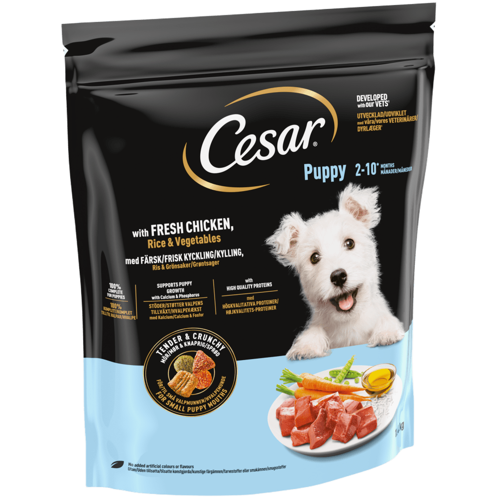 CESAR Junior Puppy Dry Dog Food with Fresh Chicken Rice & Vegetables 1.4Kg - 1